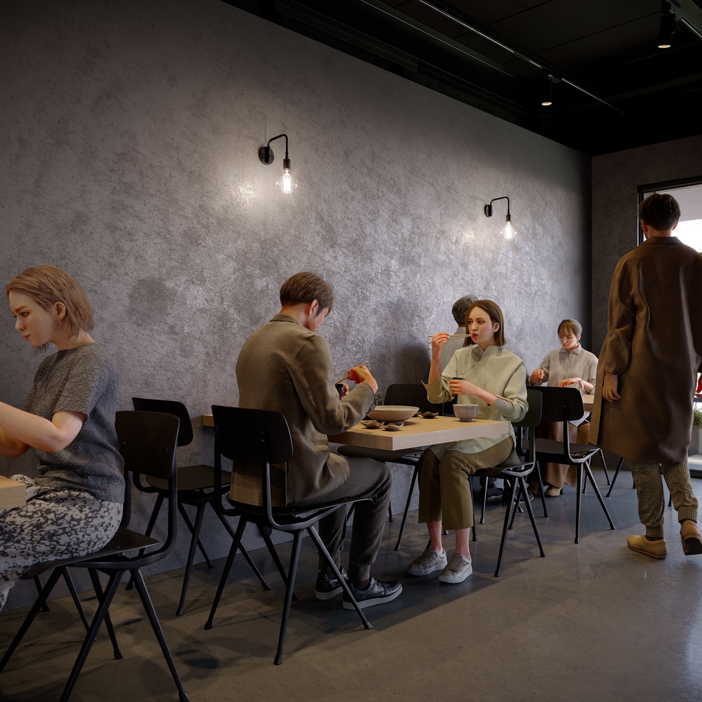 カジュアル女性 5ポーズセット 3 - C1-F3F【3D人物モデル/人間3Dモデル】