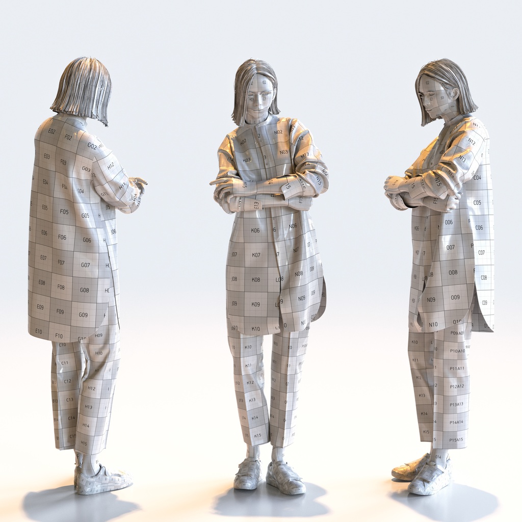 カジュアル女性 5ポーズセット 3 - C1-F3F【3D人物モデル/人間3Dモデル】