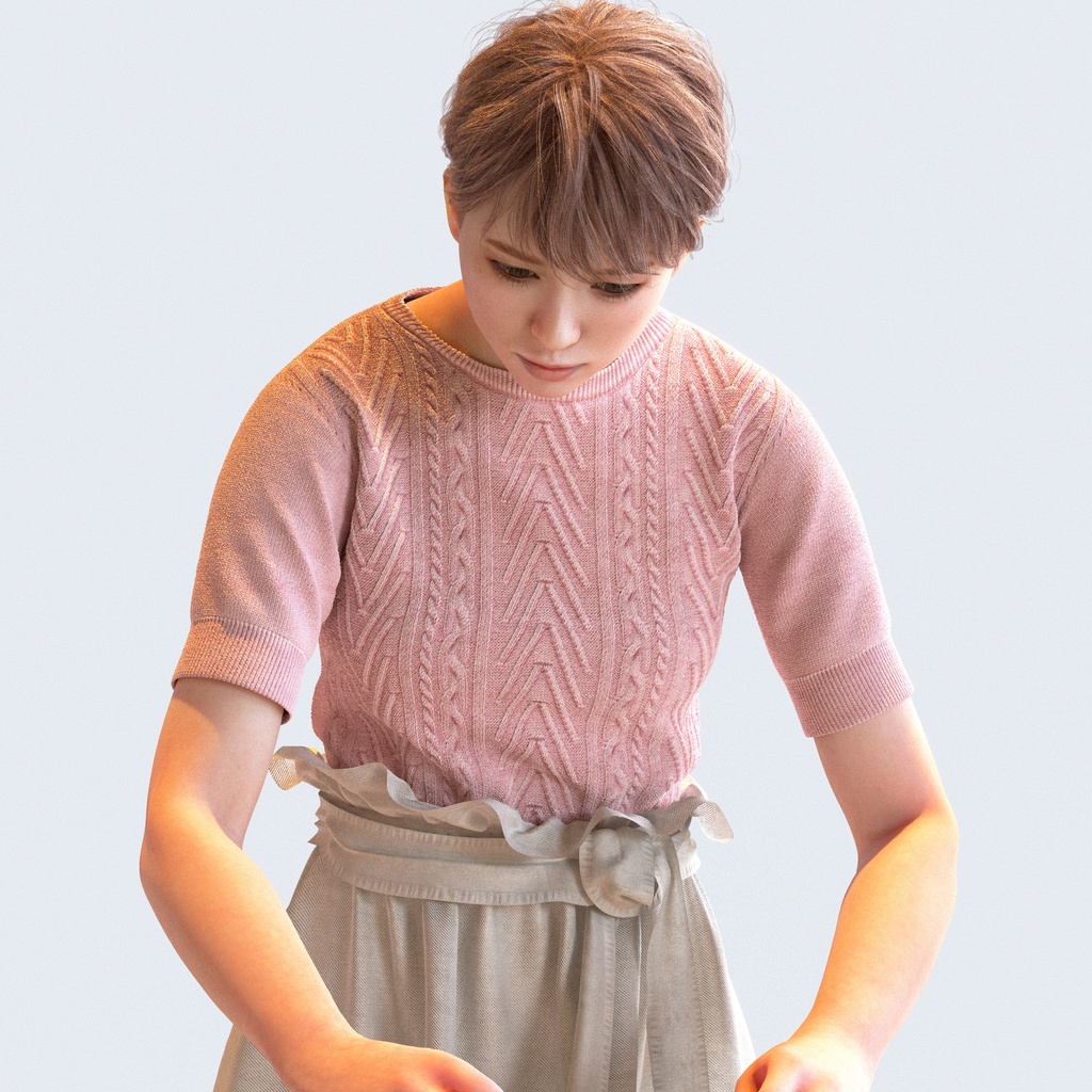 カジュアル女性 5ポーズセット 4 - C1-F4K【3D人物モデル/人間3Dモデル】