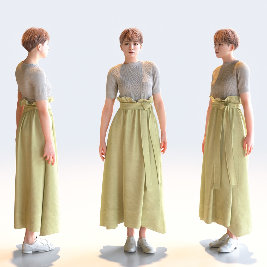 カジュアル女性 5ポーズセット 4 - C1-F4K【3D人物モデル/人間3Dモデル】