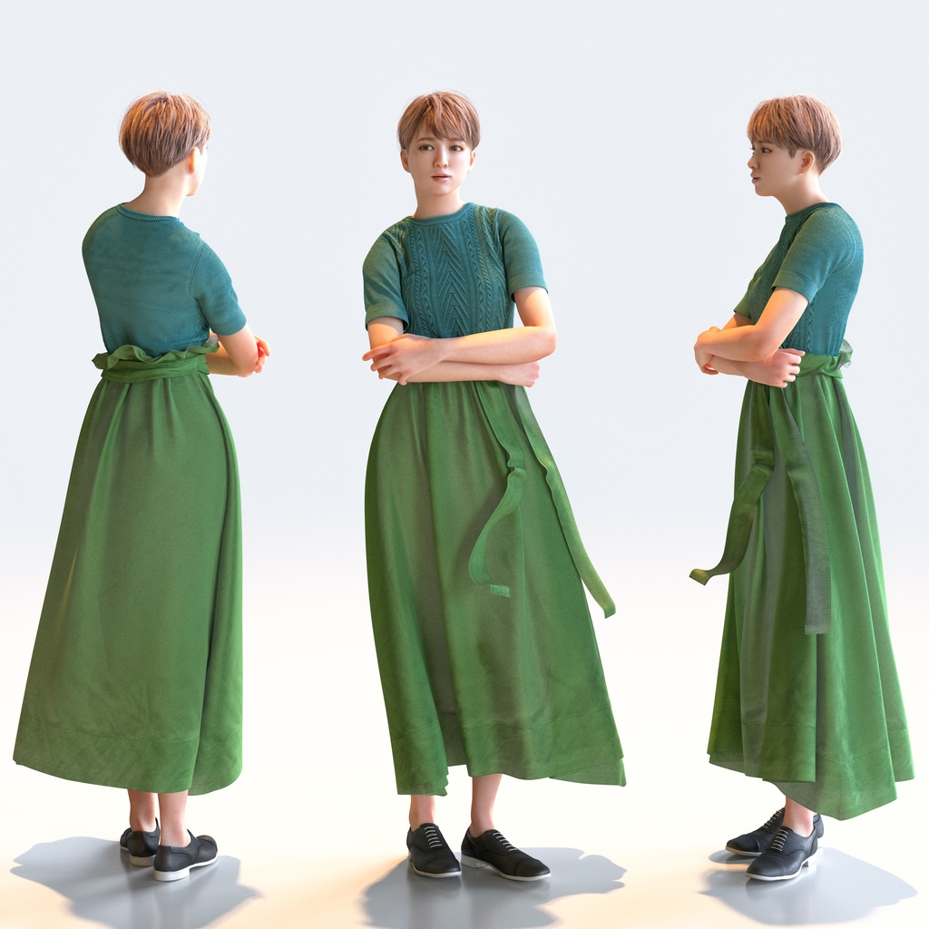 カジュアル女性 5ポーズセット 4 - C1-F4K【3D人物モデル/人間3Dモデル】