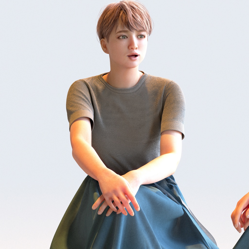 カジュアル女性 5ポーズセット 4 - C1-F4K【3D人物モデル/人間3Dモデル】