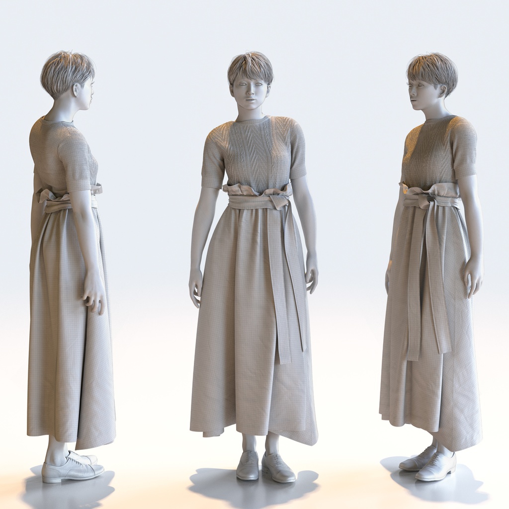 カジュアル女性 5ポーズセット 4 - C1-F4K【3D人物モデル/人間3Dモデル】