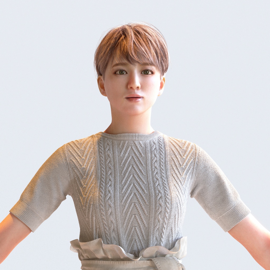 カジュアル女性 Aポーズ 4 - C1-F4K A【3D人物モデル/人間3Dモデル】