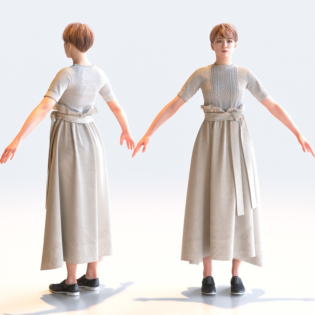カジュアル女性 Aポーズ 4 - C1-F4K A【3D人物モデル/人間3Dモデル】