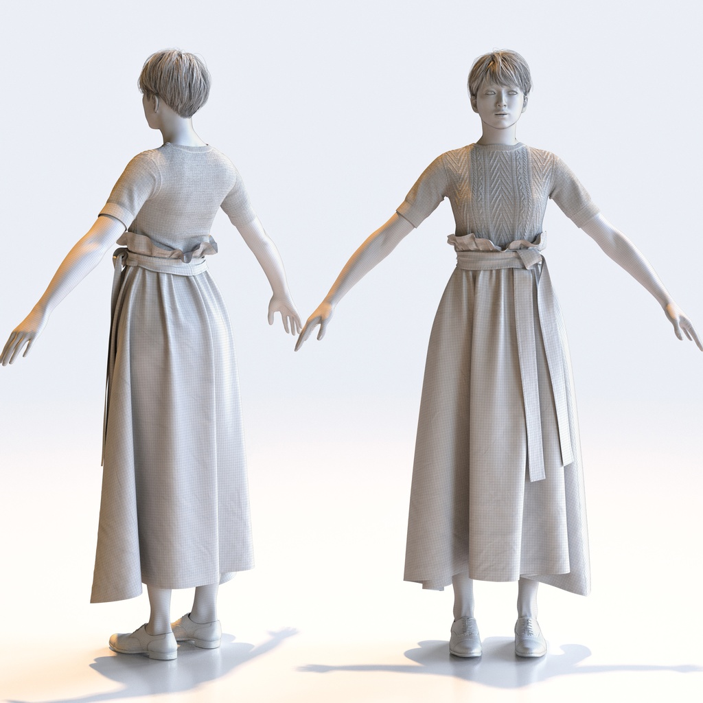 カジュアル女性 Aポーズ 4 - C1-F4K A【3D人物モデル/人間3Dモデル】