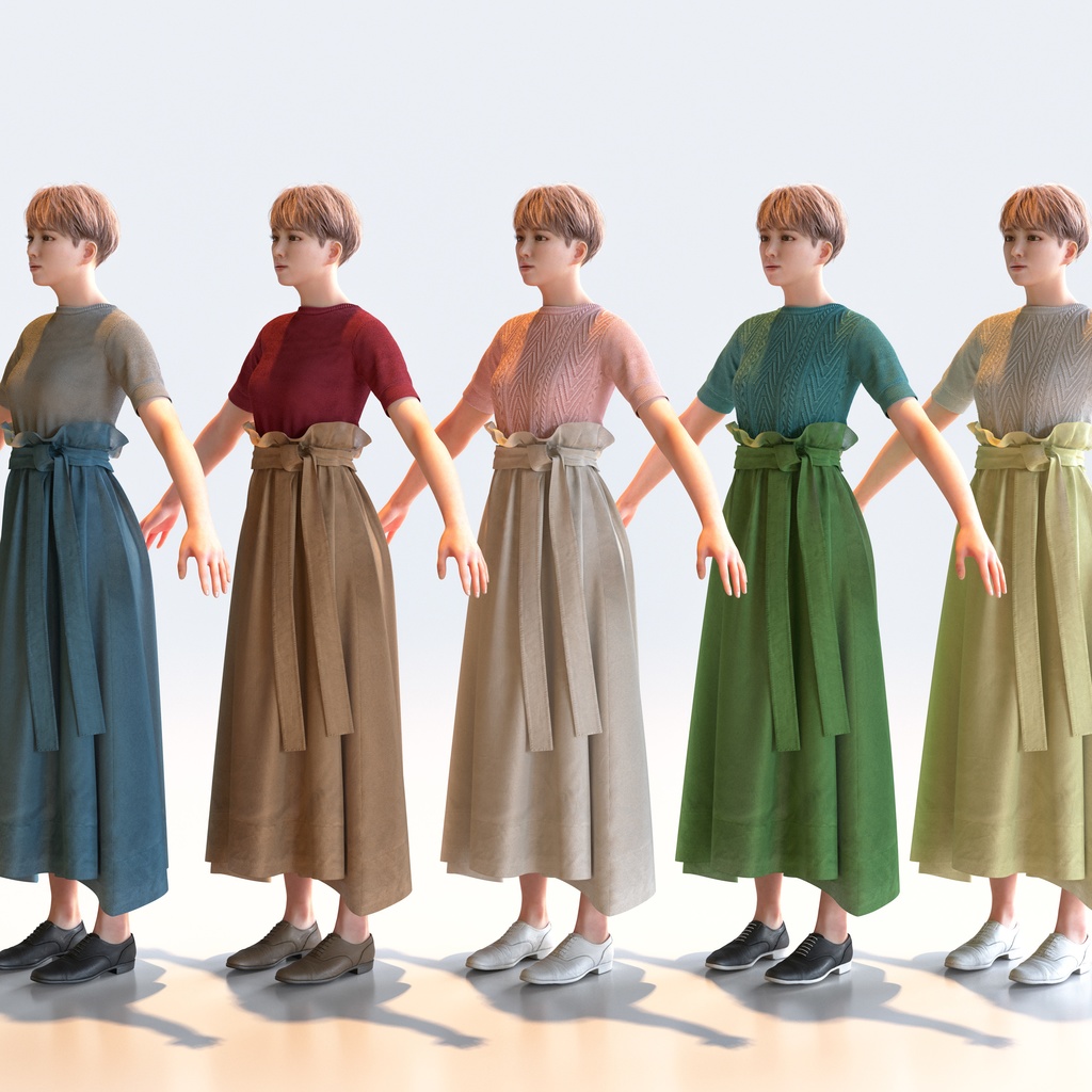 カジュアル女性 Aポーズ 4 - C1-F4K A【3D人物モデル/人間3Dモデル】