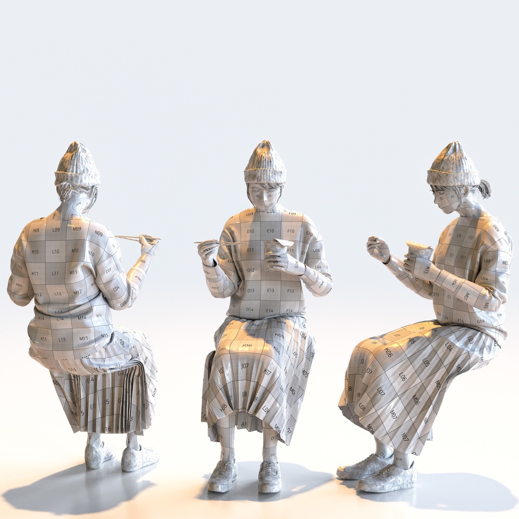 カジュアル女性 5ポーズセット 5 - C1-F5M【3D人物モデル/人間3Dモデル】