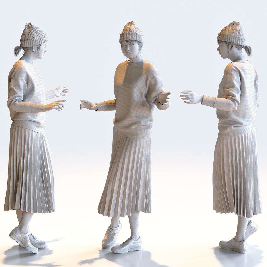 カジュアル女性 5ポーズセット 5 - C1-F5M【3D人物モデル/人間3Dモデル】