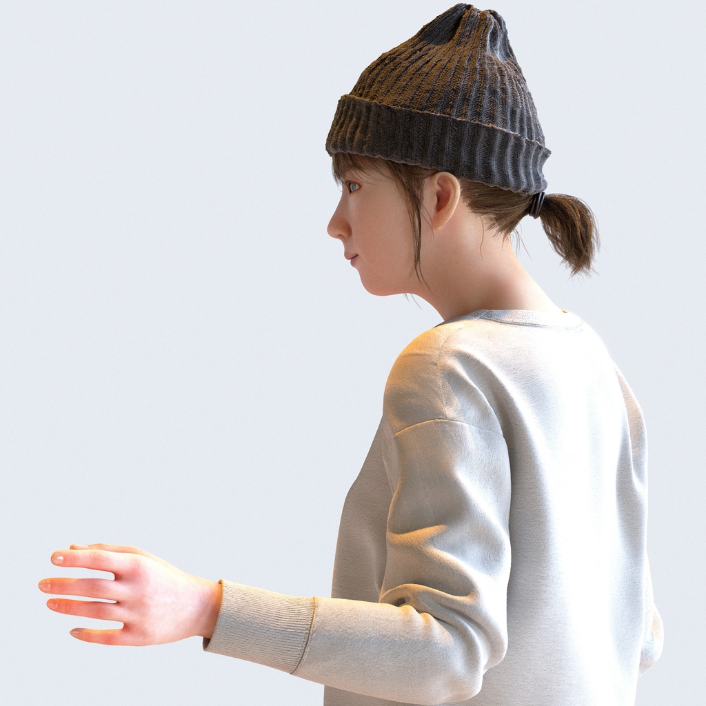 カジュアル女性 5ポーズセット 5 - C1-F5M【3D人物モデル/人間3Dモデル】