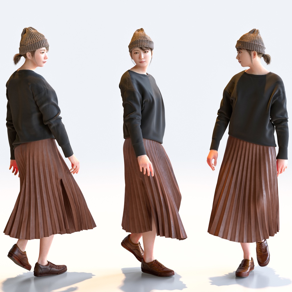 カジュアル女性 5ポーズセット 5 - C1-F5M【3D人物モデル/人間3Dモデル】