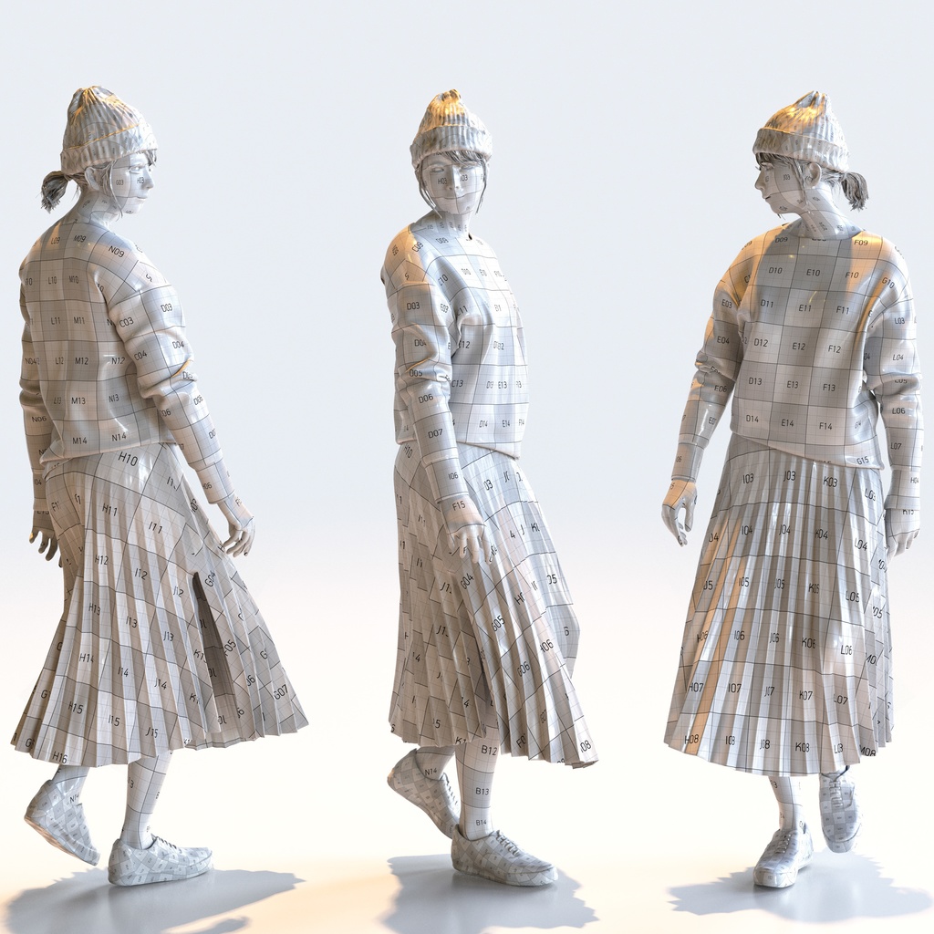 カジュアル女性 5ポーズセット 5 - C1-F5M【3D人物モデル/人間3Dモデル】