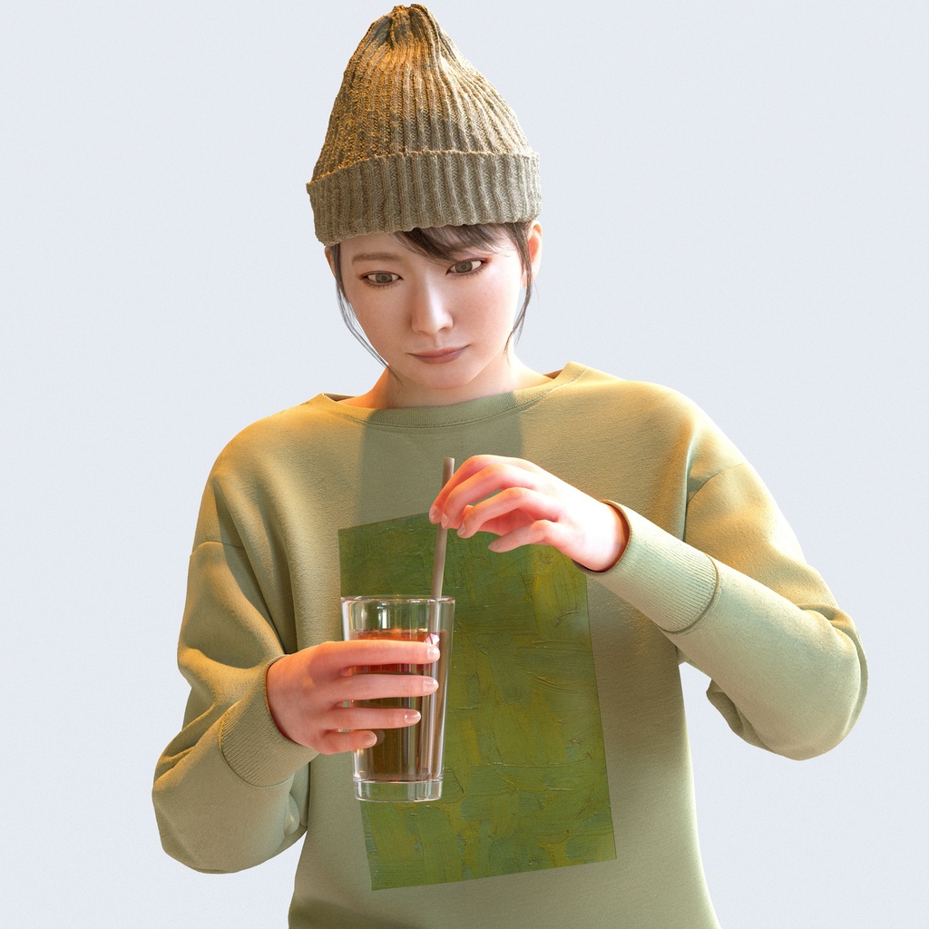 カジュアル女性 5ポーズセット 5 - C1-F5M【3D人物モデル/人間3Dモデル】