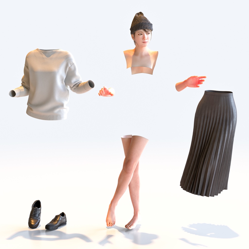 カジュアル女性 5ポーズセット 5 - C1-F5M【3D人物モデル/人間3Dモデル】