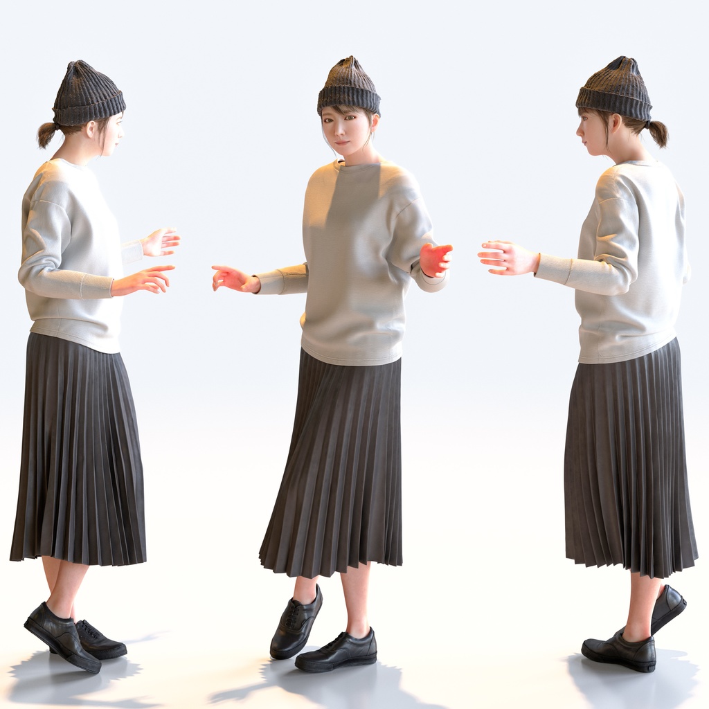 カジュアル女性 5ポーズセット 5 - C1-F5M【3D人物モデル/人間3Dモデル】