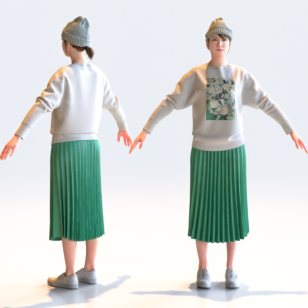 カジュアル女性 Aポーズ 5 - C1-F5M A【3D人物モデル/人間3Dモデル】