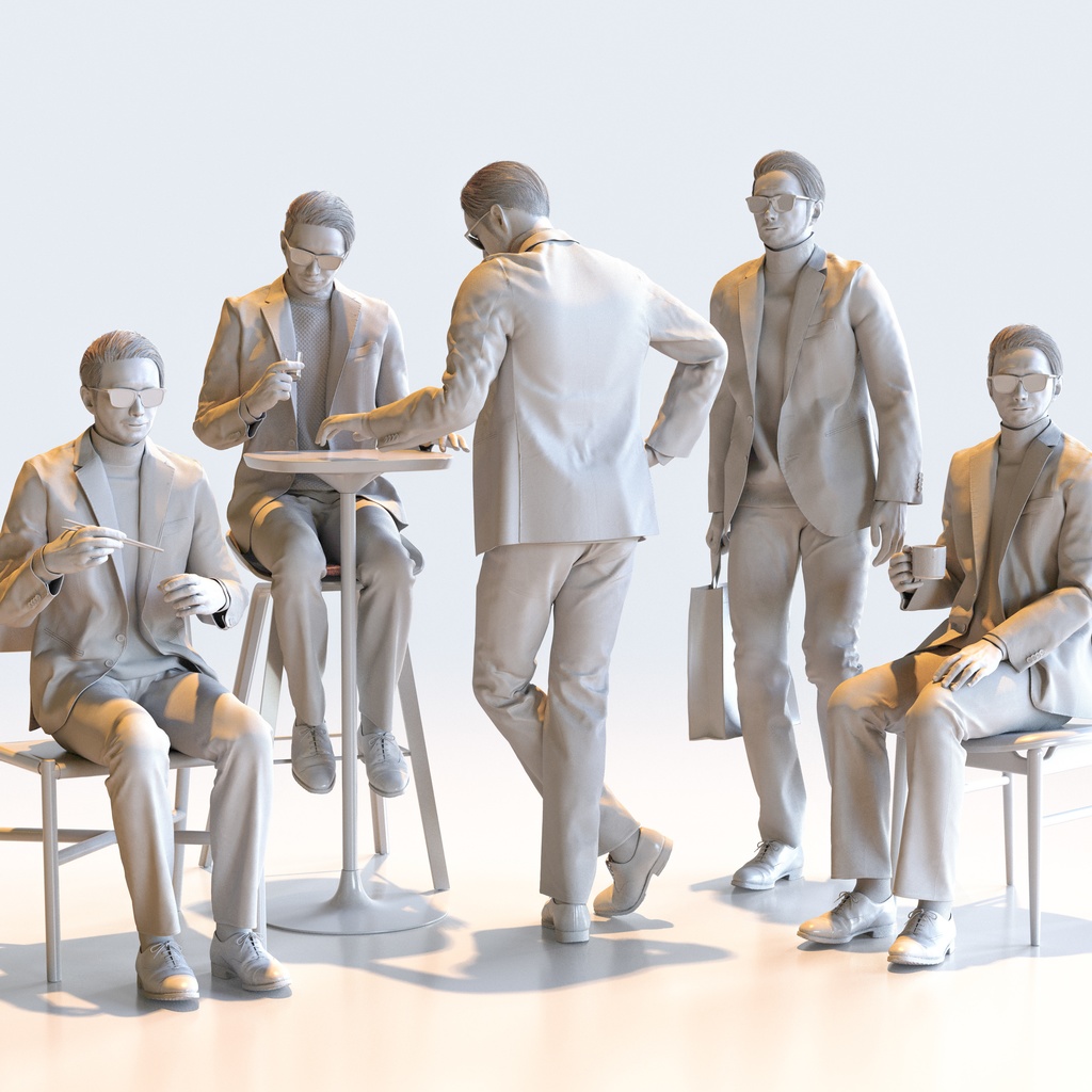 スマートカジュアル男性 5ポーズセット1 - S1-M1U【3D人物モデル/人間3Dモデル】