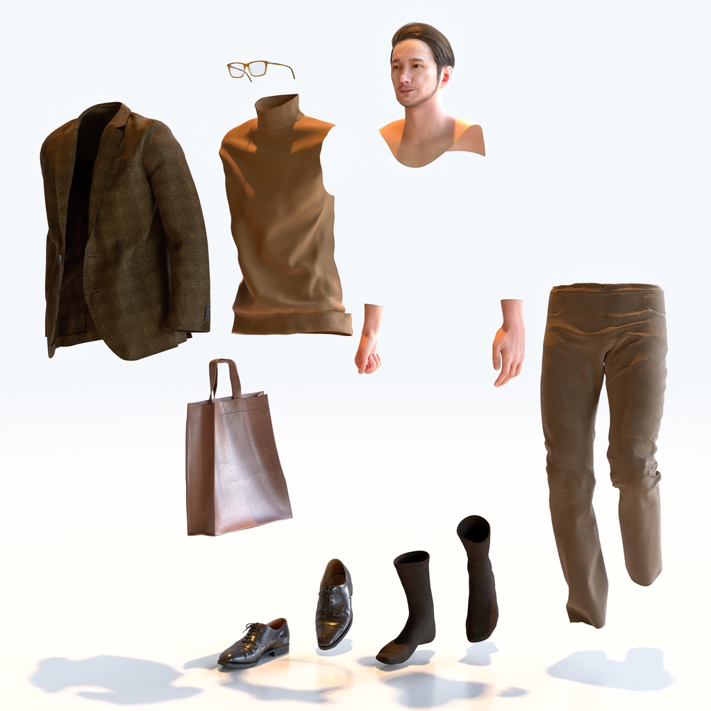 スマートカジュアル男性 5ポーズセット1 - S1-M1U【3D人物モデル/人間3Dモデル】