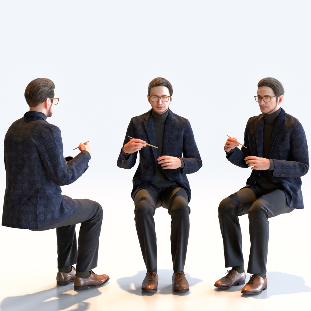 スマートカジュアル男性 5ポーズセット1 - S1-M1U【3D人物モデル/人間3Dモデル】