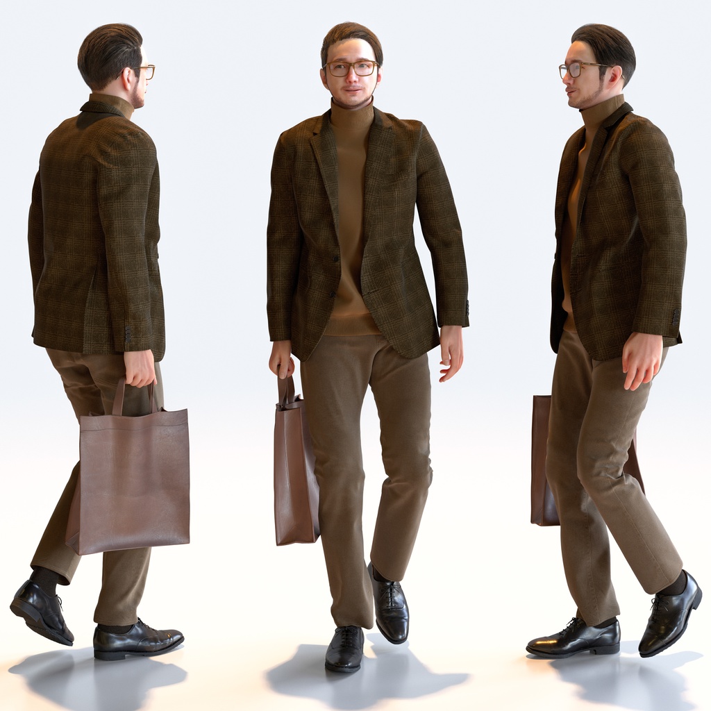 スマートカジュアル男性 5ポーズセット1 - S1-M1U【3D人物モデル/人間3Dモデル】