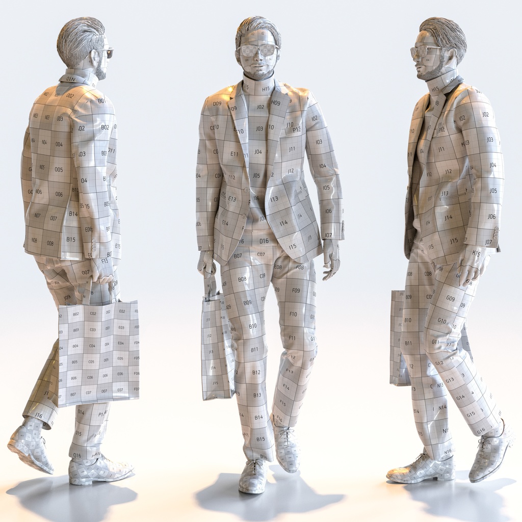 スマートカジュアル男性 5ポーズセット1 - S1-M1U【3D人物モデル/人間3Dモデル】