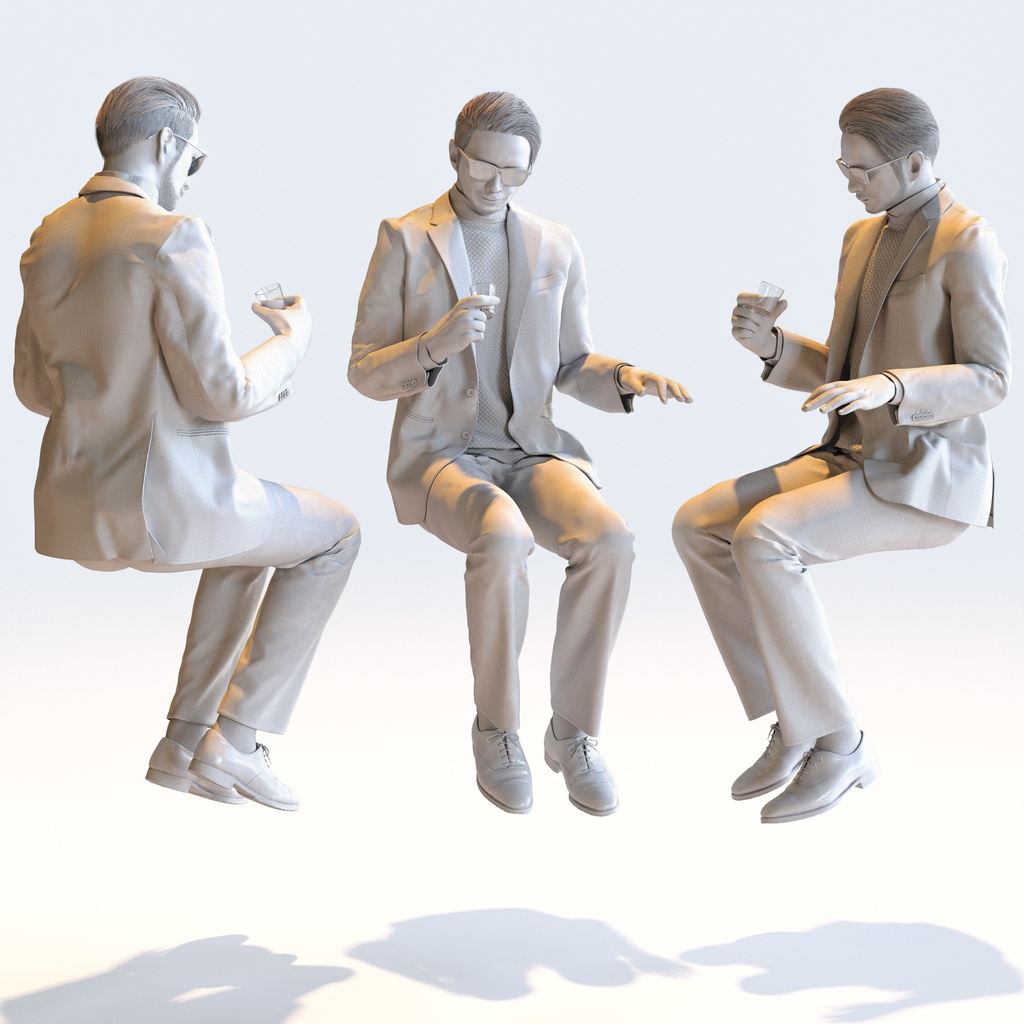 スマートカジュアル男性 5ポーズセット1 - S1-M1U【3D人物モデル/人間3Dモデル】