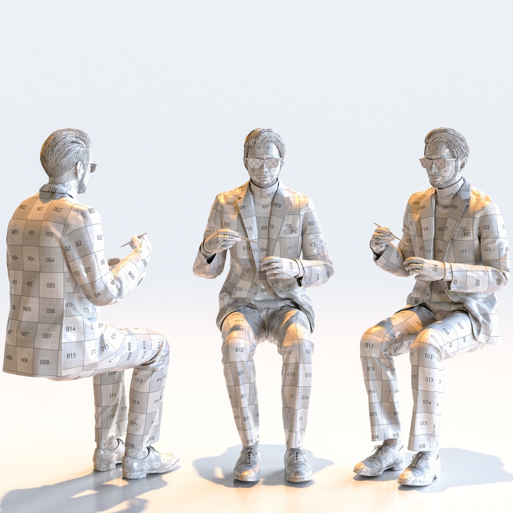 スマートカジュアル男性 5ポーズセット1 - S1-M1U【3D人物モデル/人間3Dモデル】