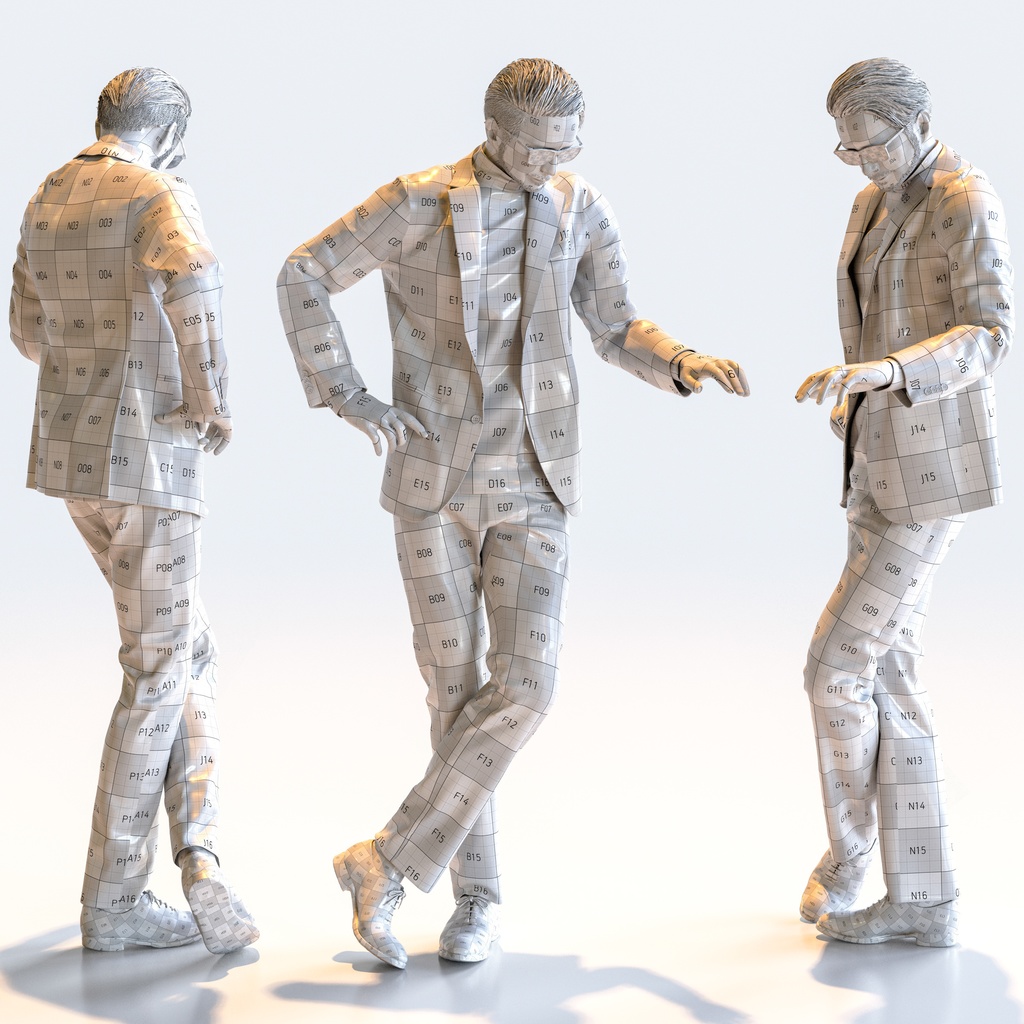 スマートカジュアル男性 5ポーズセット1 - S1-M1U【3D人物モデル/人間3Dモデル】