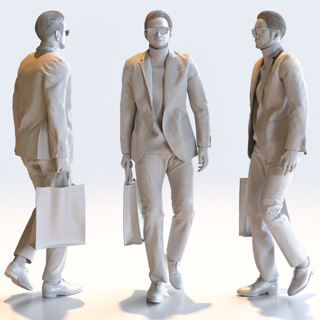 スマートカジュアル男性 5ポーズセット1 - S1-M1U【3D人物モデル/人間3Dモデル】