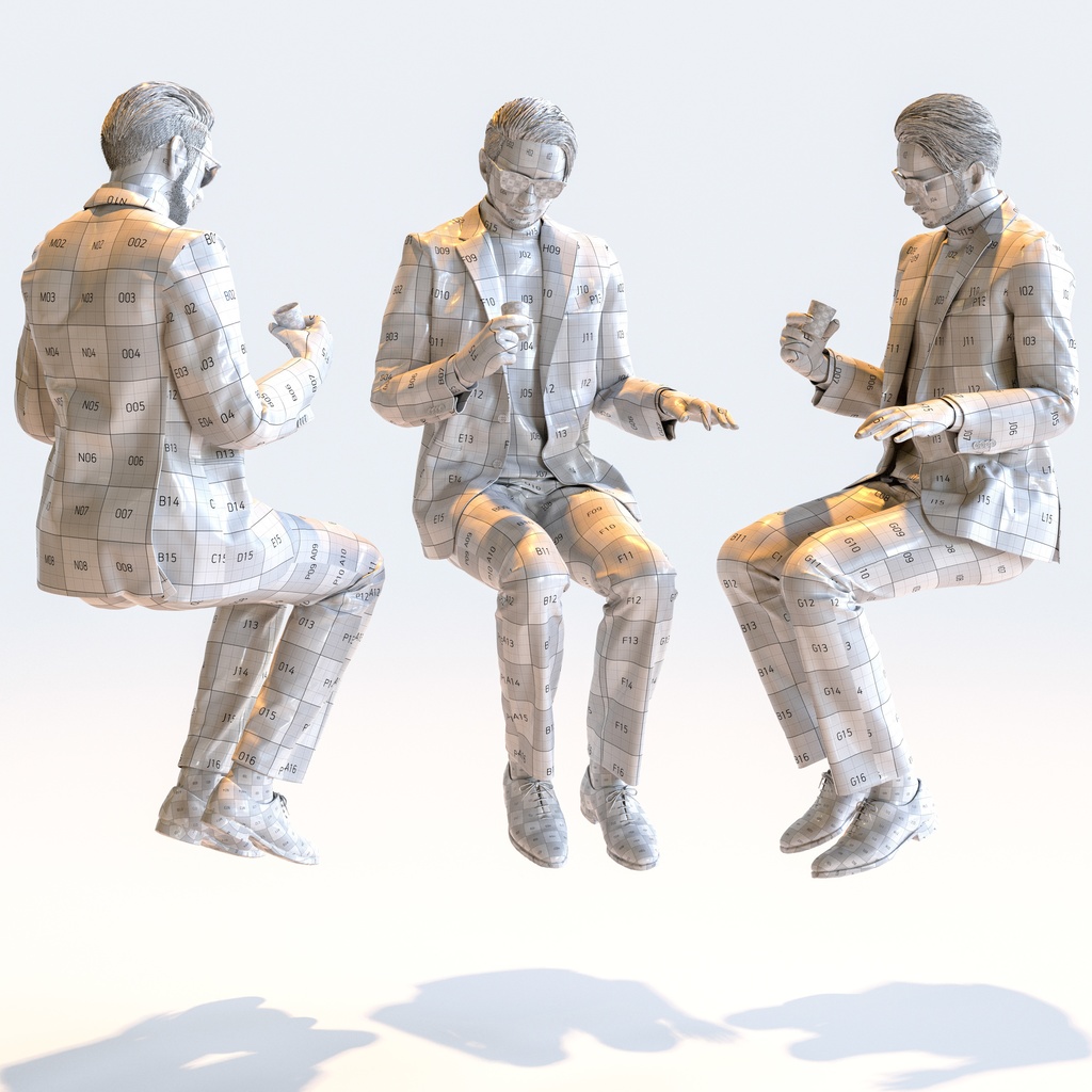 スマートカジュアル男性 5ポーズセット1 - S1-M1U【3D人物モデル/人間3Dモデル】