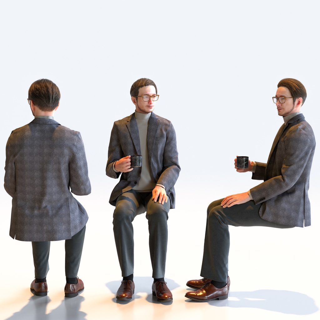 スマートカジュアル男性 5ポーズセット1 - S1-M1U【3D人物モデル/人間3Dモデル】