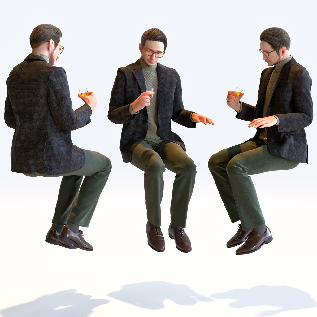 スマートカジュアル男性 5ポーズセット1 - S1-M1U【3D人物モデル/人間3Dモデル】