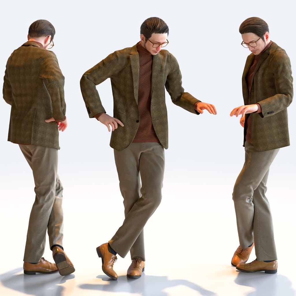 スマートカジュアル男性 5ポーズセット1 - S1-M1U【3D人物モデル/人間3Dモデル】