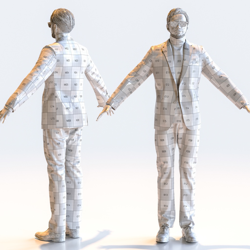 スマートカジュアル男性 Aポーズ 1 - S1-M1U A【3D人物モデル/人間3Dモデル】