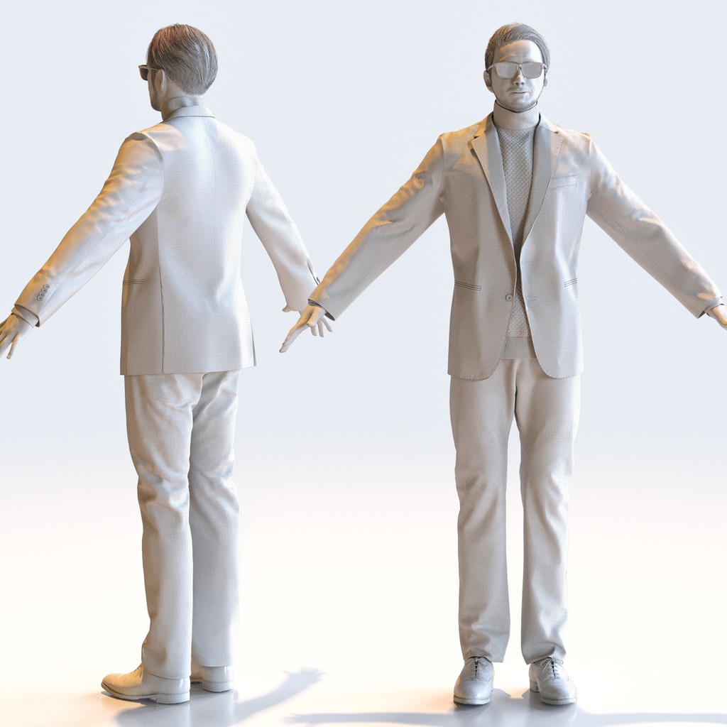 スマートカジュアル男性 Aポーズ 1 - S1-M1U A【3D人物モデル/人間3Dモデル】