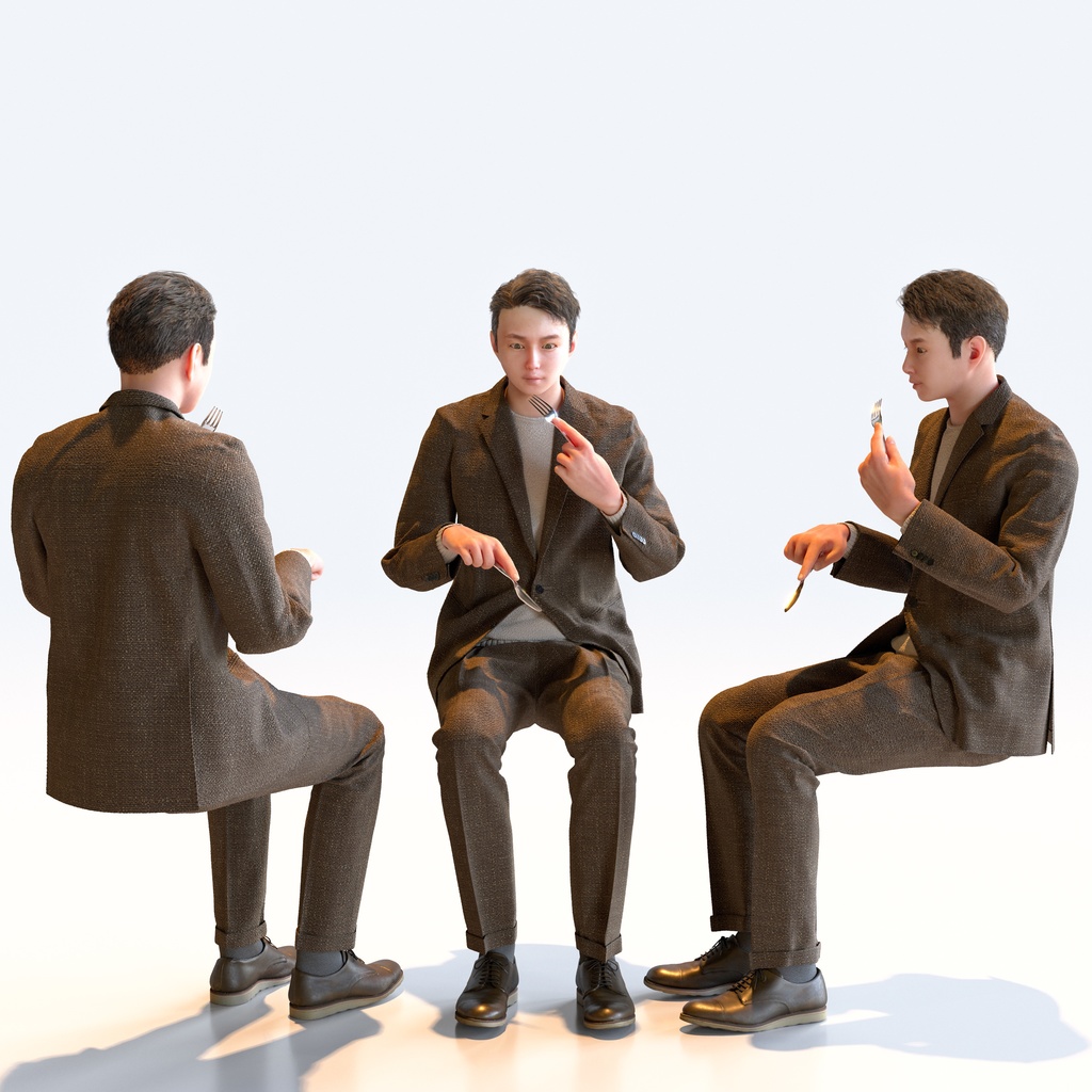 スマートカジュアル男性 5ポーズセット2 - S1-M2Y【3D人物モデル/人間3Dモデル】