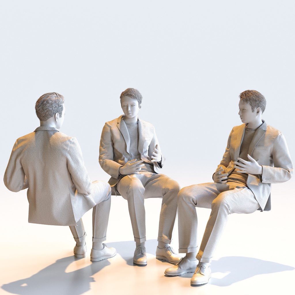 スマートカジュアル男性 5ポーズセット2 - S1-M2Y【3D人物モデル/人間3Dモデル】