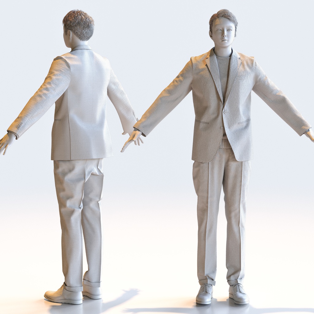 スマートカジュアル男性 Aポーズ 2 - S1-M2Y A【3D人物モデル/人間3Dモデル】
