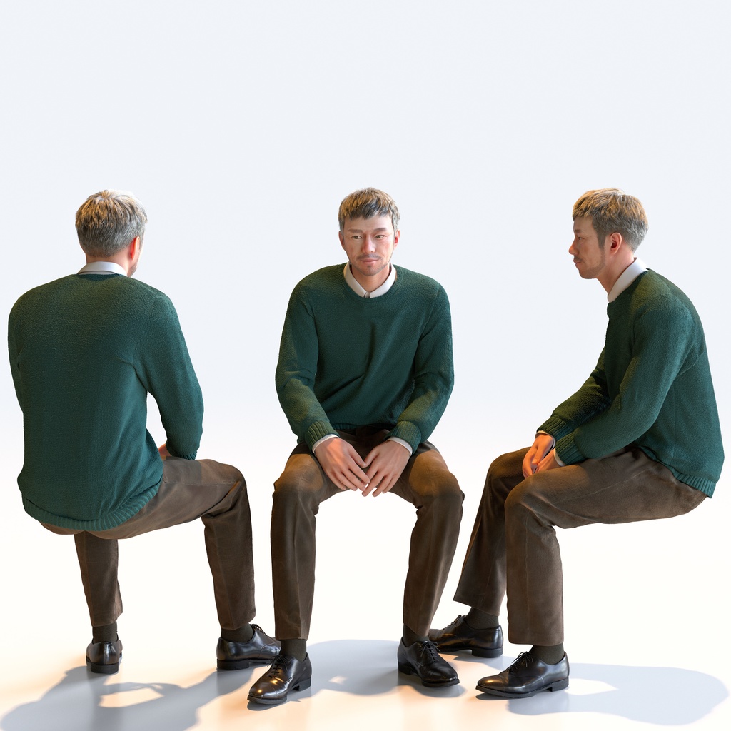 スマートカジュアル男性 5ポーズセット3 - S1-M3G【3D人物モデル/人間3Dモデル】