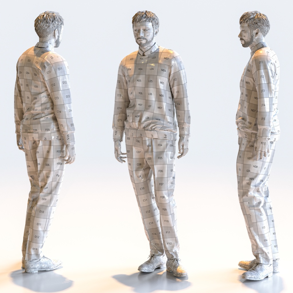 スマートカジュアル男性 5ポーズセット3 - S1-M3G【3D人物モデル/人間3Dモデル】