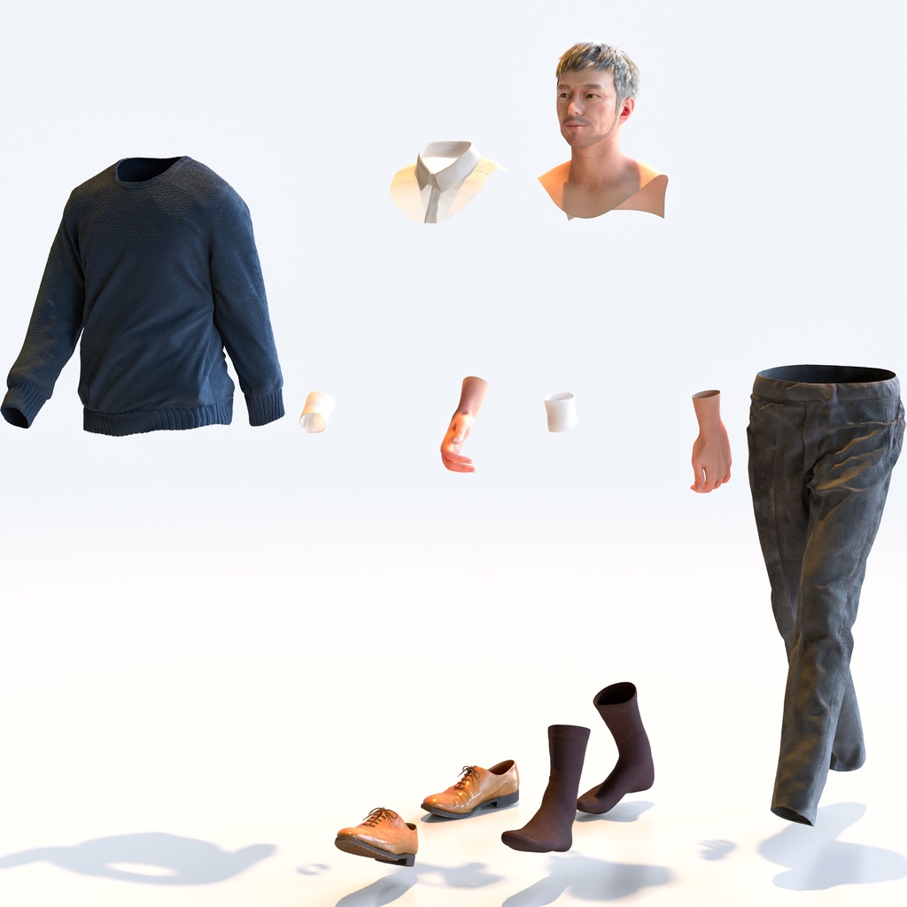 スマートカジュアル男性 5ポーズセット3 - S1-M3G【3D人物モデル/人間3Dモデル】