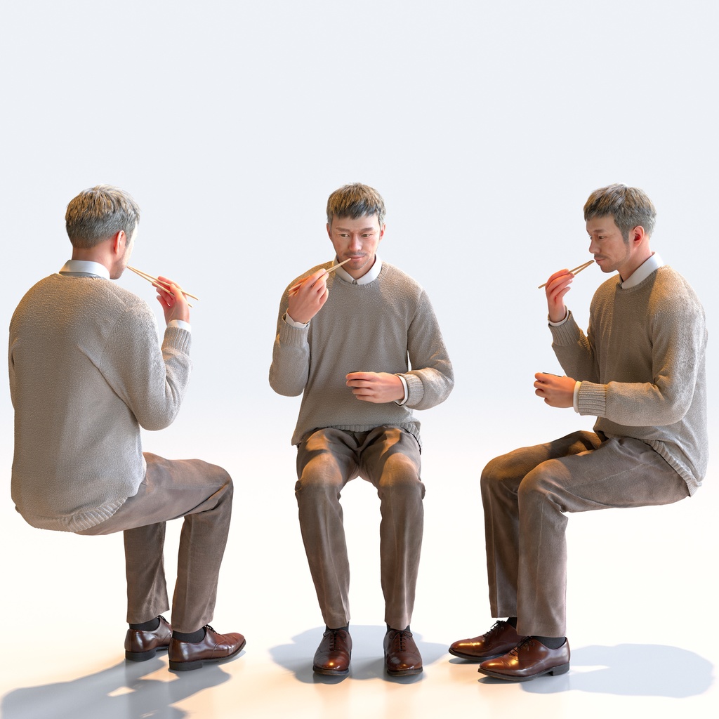 スマートカジュアル男性 5ポーズセット3 - S1-M3G【3D人物モデル/人間3Dモデル】