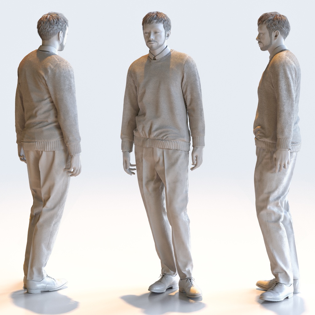 スマートカジュアル男性 5ポーズセット3 - S1-M3G【3D人物モデル/人間3Dモデル】