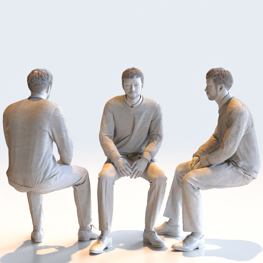スマートカジュアル男性 5ポーズセット3 - S1-M3G【3D人物モデル/人間3Dモデル】