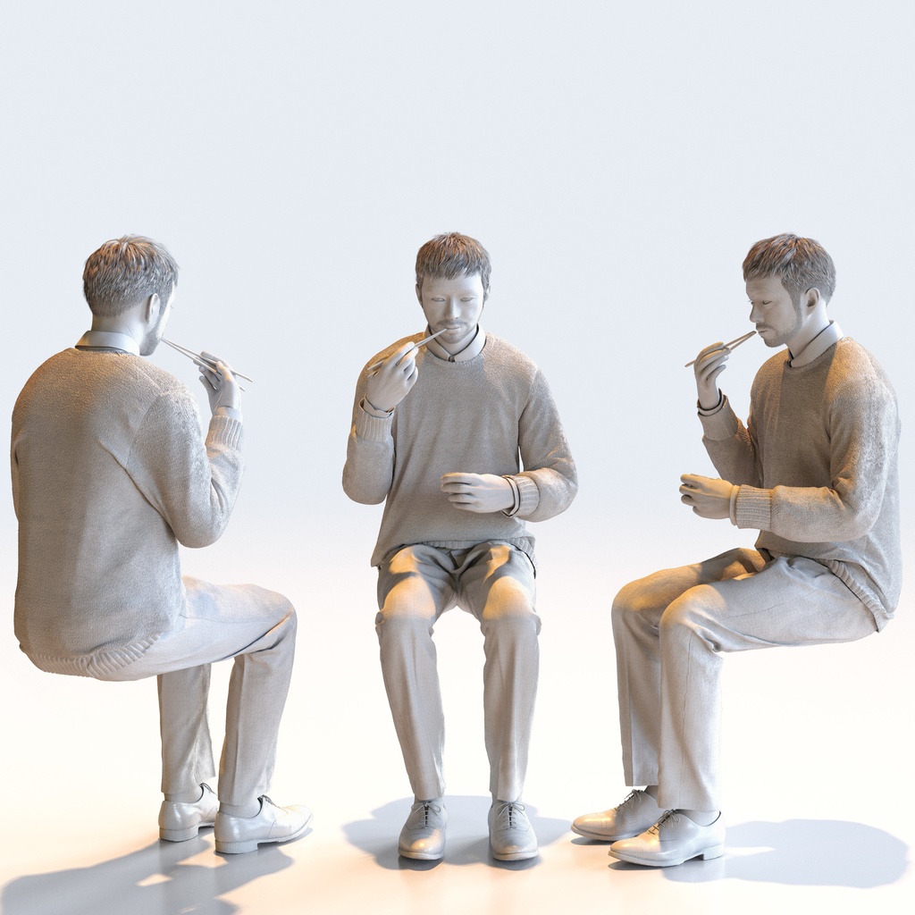 スマートカジュアル男性 5ポーズセット3 - S1-M3G【3D人物モデル/人間3Dモデル】