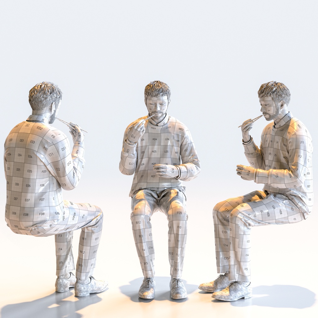 スマートカジュアル男性 5ポーズセット3 - S1-M3G【3D人物モデル/人間3Dモデル】