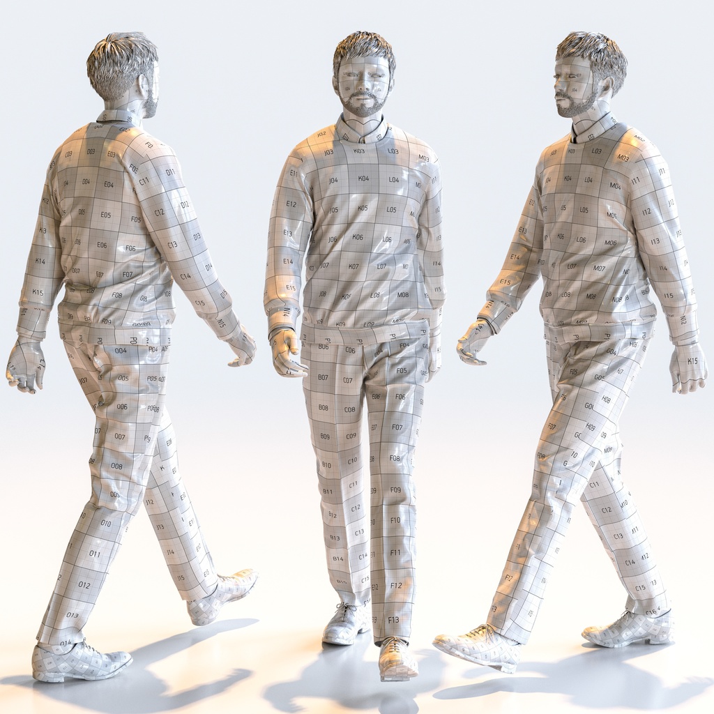 スマートカジュアル男性 5ポーズセット3 - S1-M3G【3D人物モデル/人間3Dモデル】