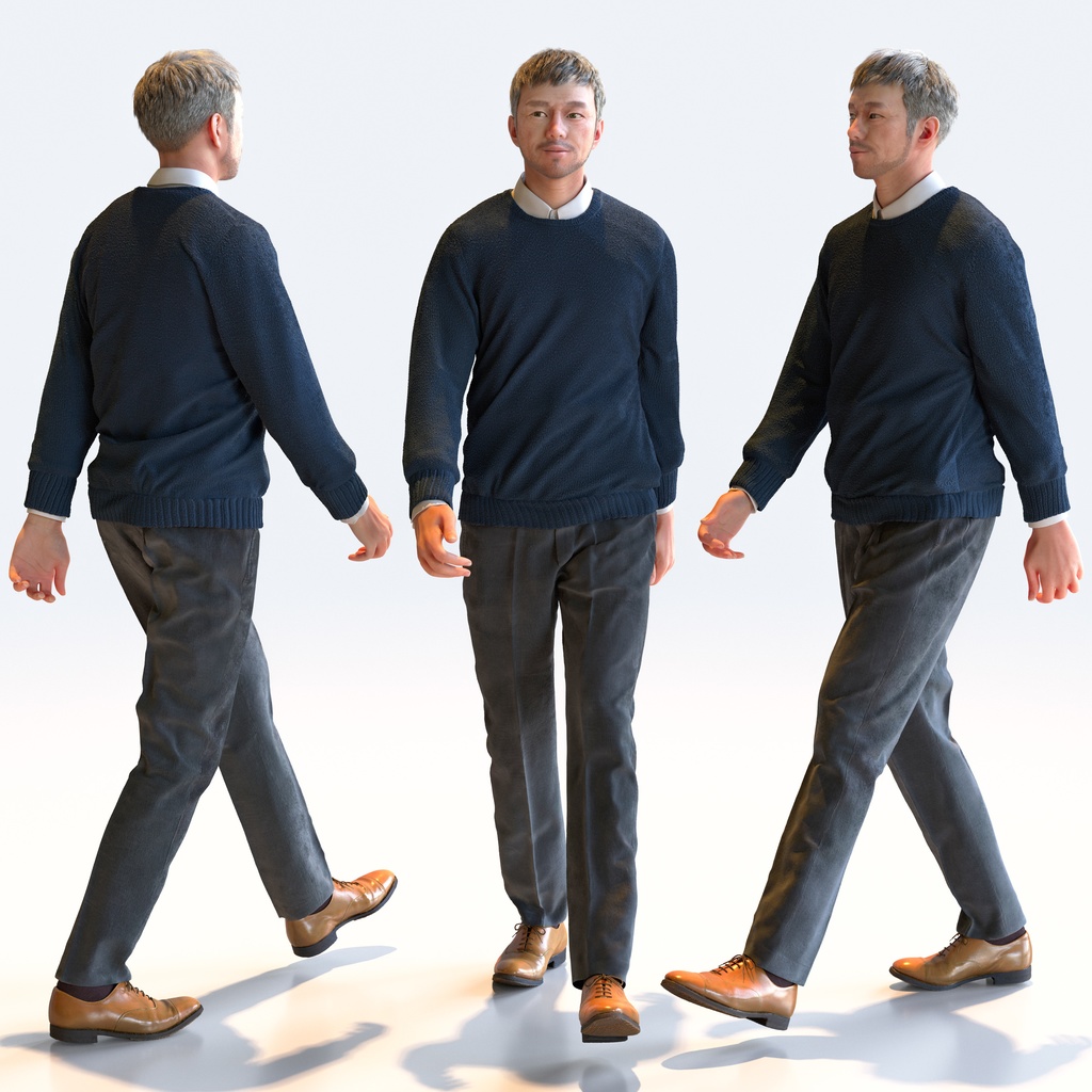 スマートカジュアル男性 5ポーズセット3 - S1-M3G【3D人物モデル/人間3Dモデル】