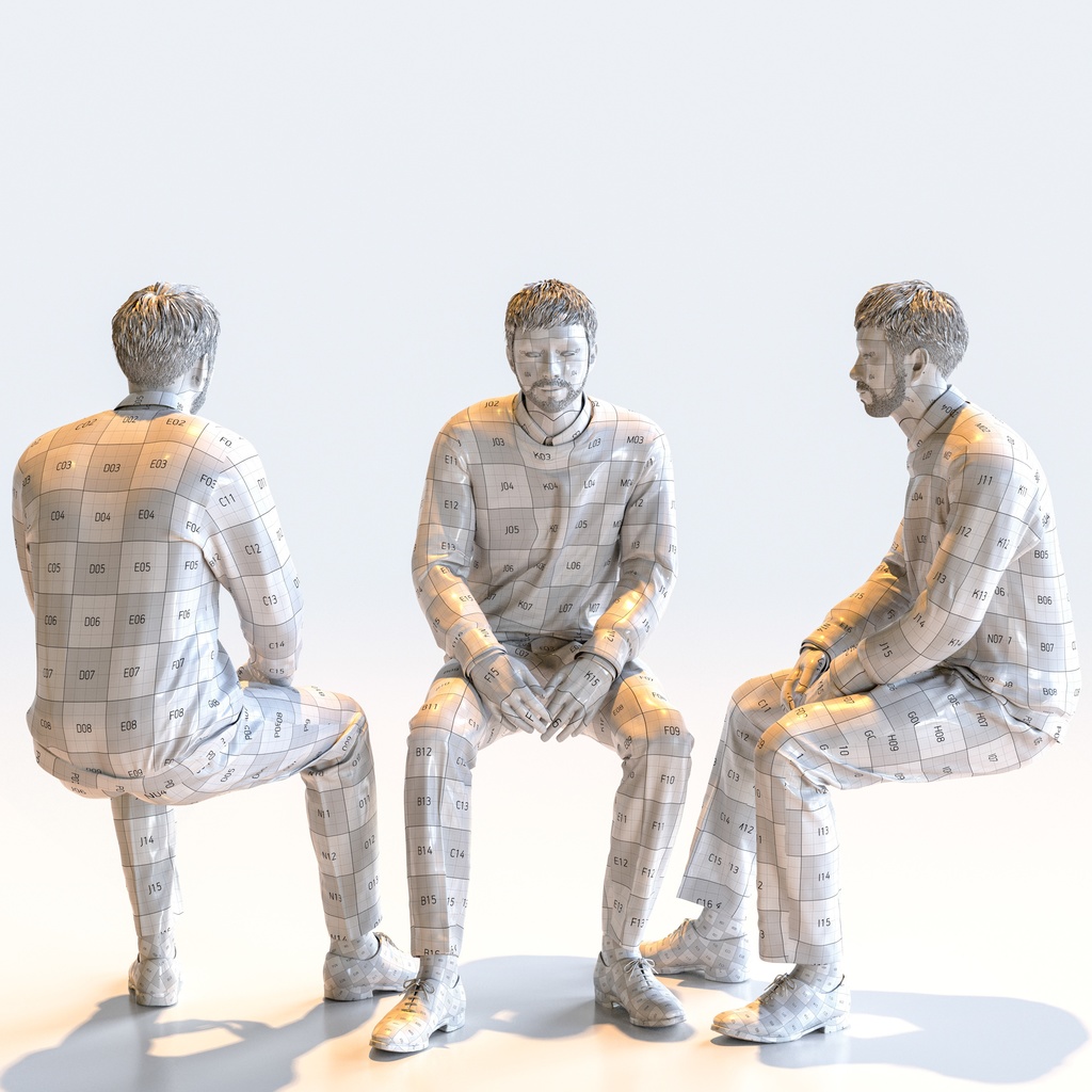 スマートカジュアル男性 5ポーズセット3 - S1-M3G【3D人物モデル/人間3Dモデル】