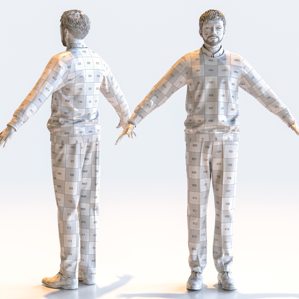 スマートカジュアル男性 Aポーズ 3 -S1-M3G A【3D人物モデル/人間3Dモデル】